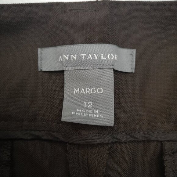 Ann Taylor Margo Ladies Size 12 Dark Brown Straight Legs Dress Pants - Picture 3 of 10